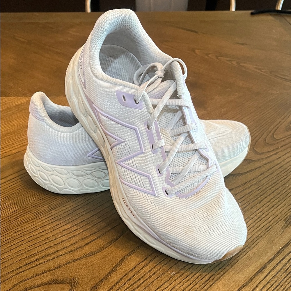 New Balance Women's White and Purple Running Shoes